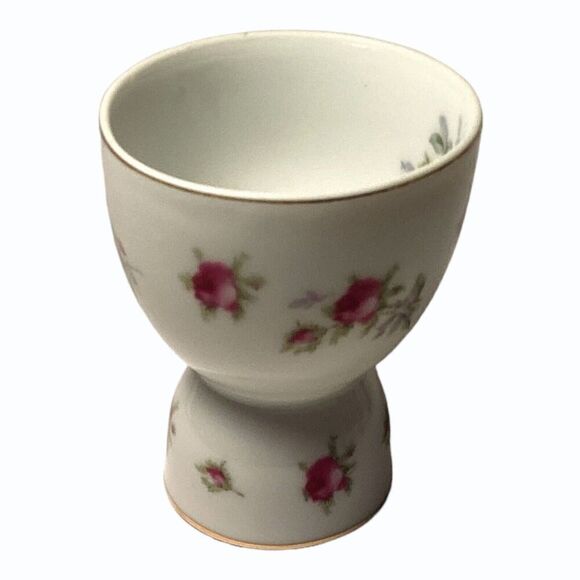 Vintage Lefton Hand Painted China Egg Coddler Cup Floral Porcelain - Picture 2 of 6